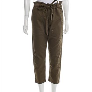 CURRENT/ELLIOTT ARMY GREEN PAPER BAG WAIST PANTS.